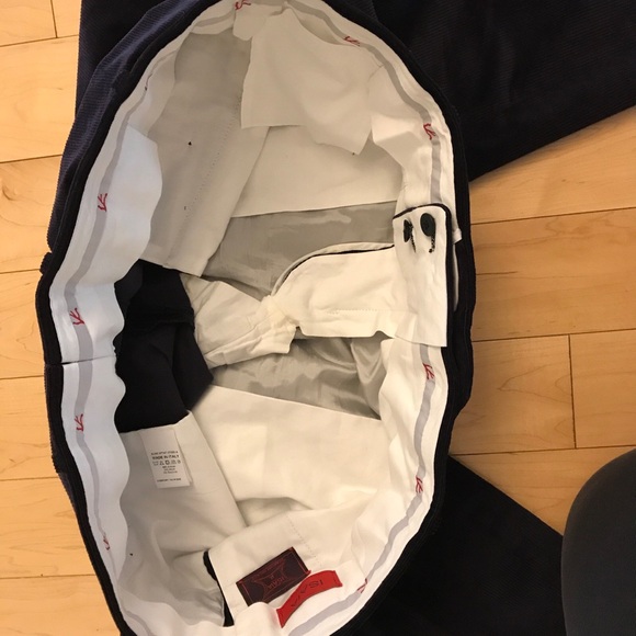 Isaia mens corduroy chino pants stretch dark blue 38/30 - Picture 3 of 9